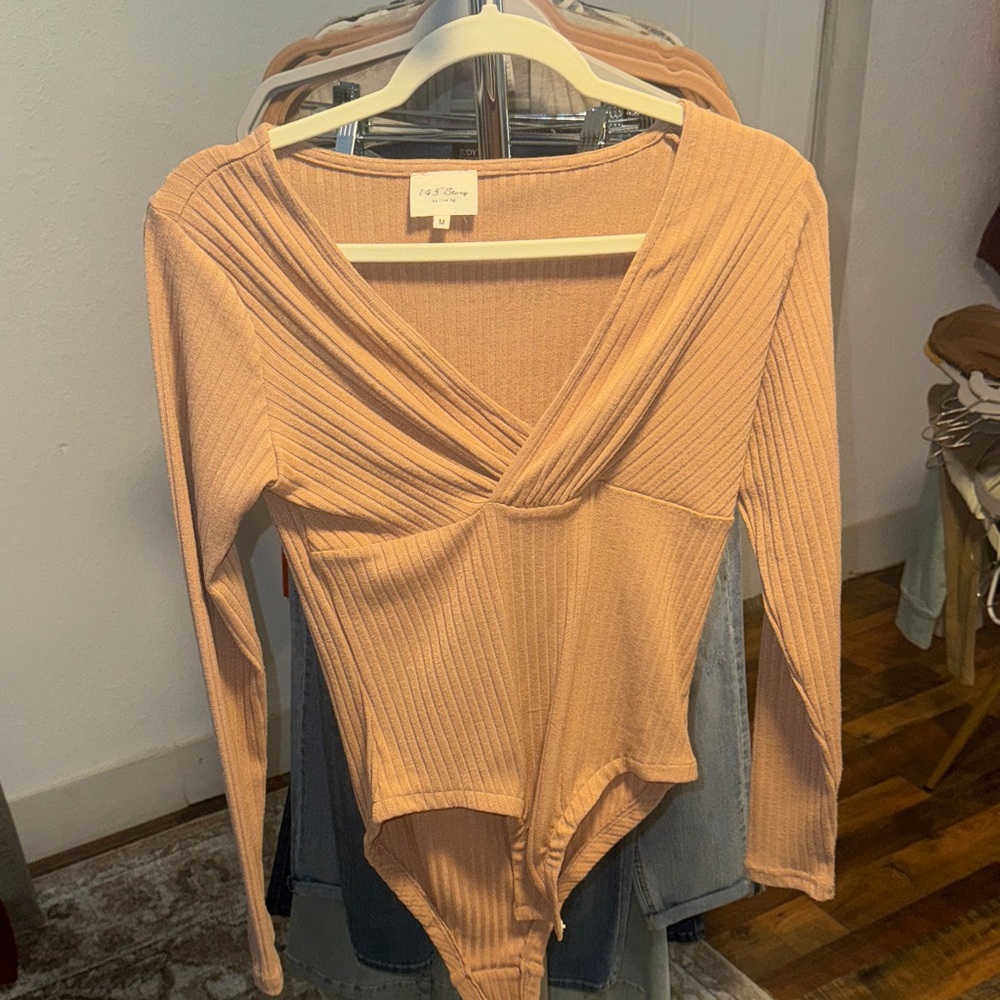 1.4.3. Story by Line Up Peach Ribbed Bodysuit